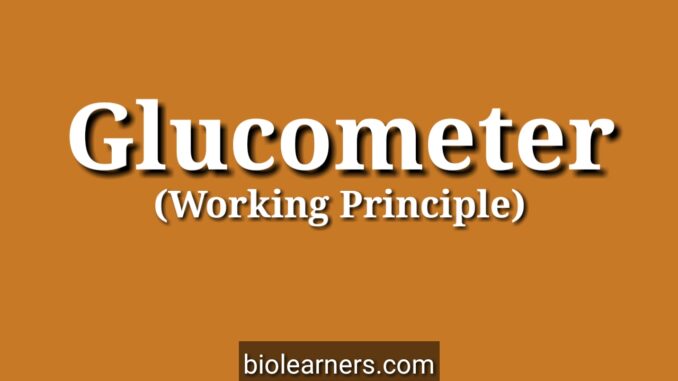 Working principle of glucometer (or glucose meter) to measure blood sugar level